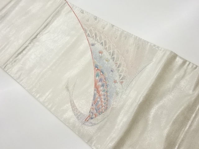 JAPANESE KIMONO / VINTAGE FUKURO OBI / EMBROIDERY / PEACOCK